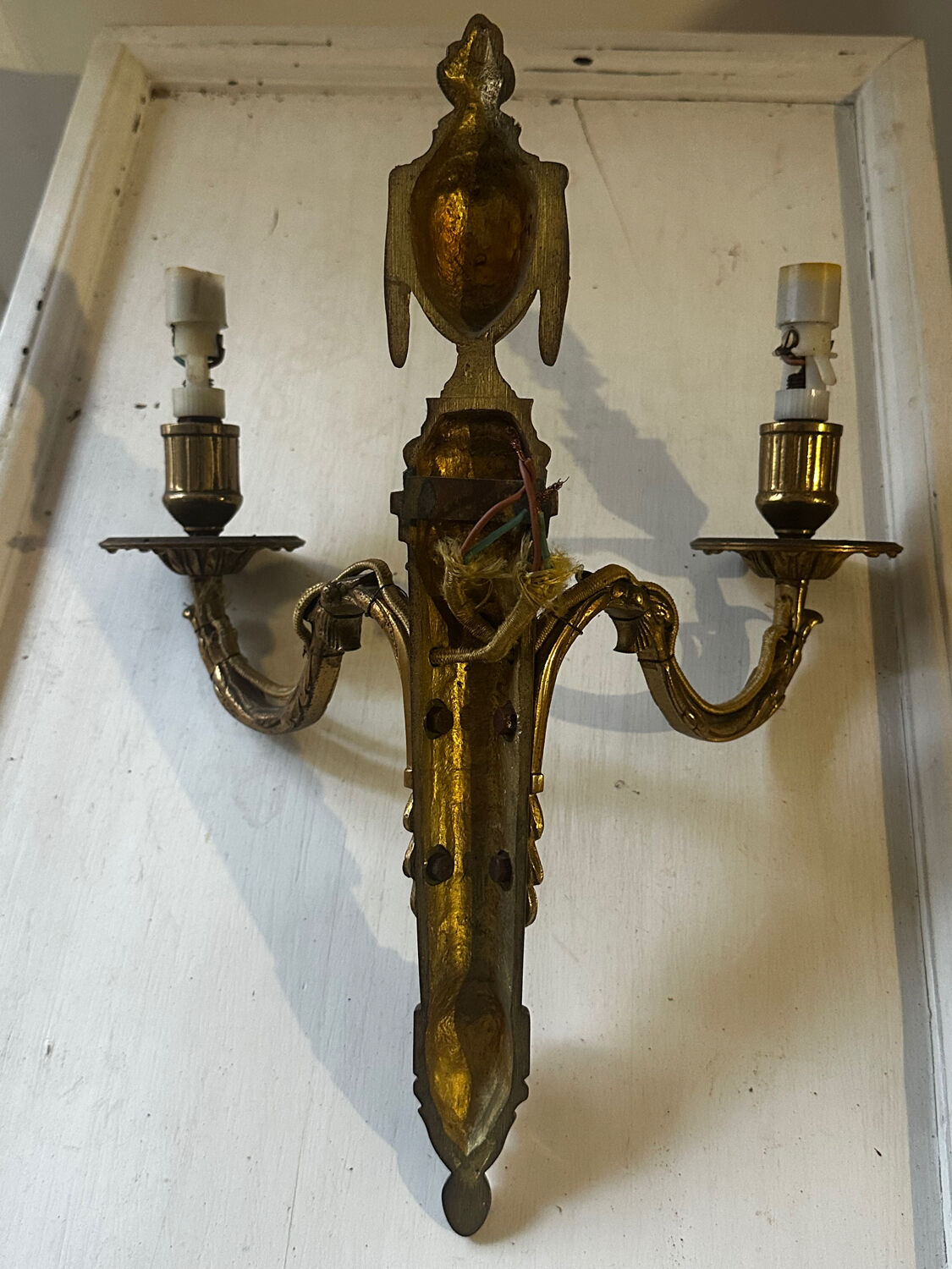 Brass wall sconce – goat head decoration – Louis XVI Empire style –
