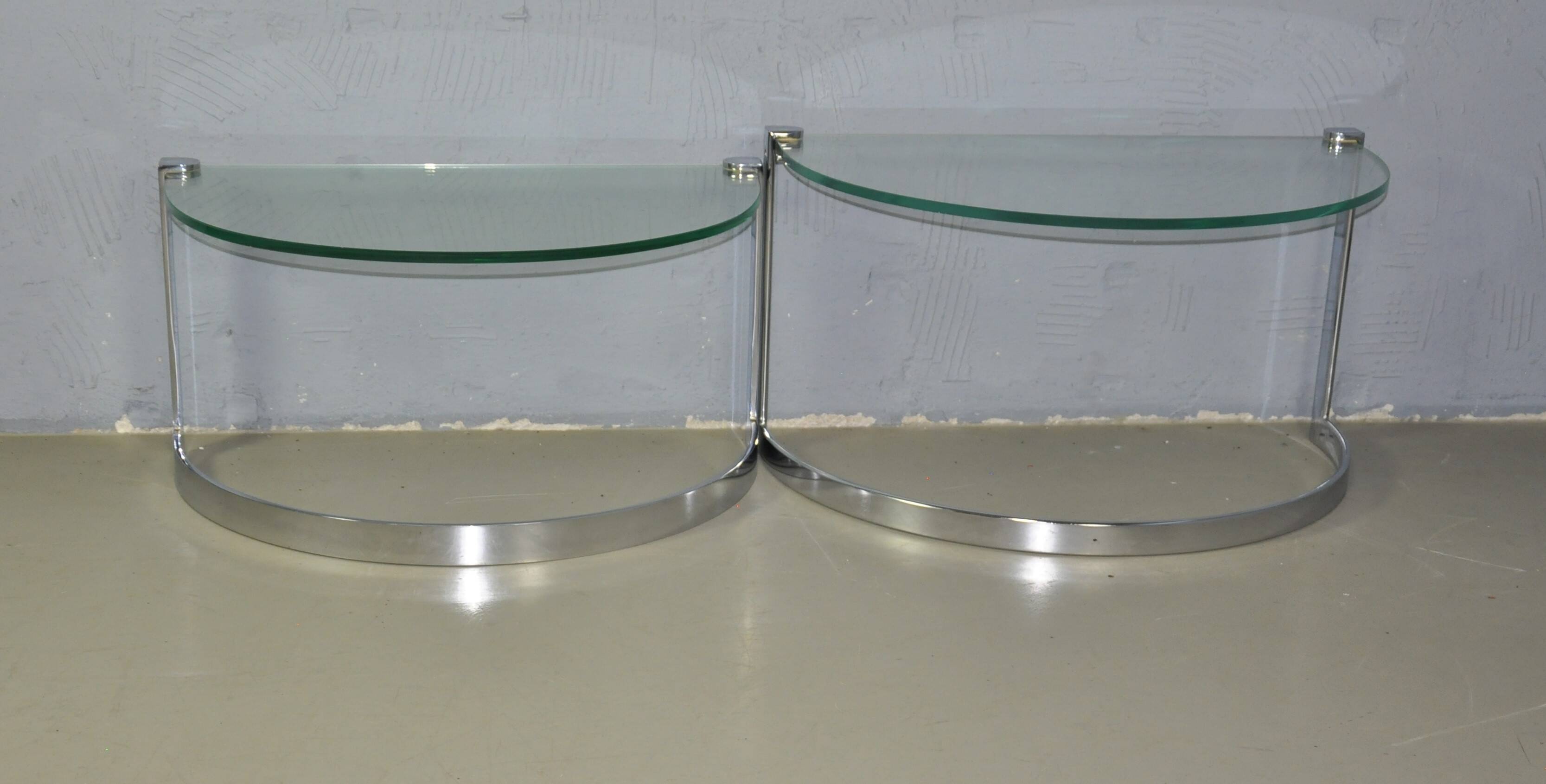 Vintage glazen bijzet tafels