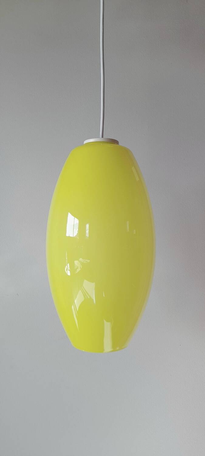 70s lemon yellow glass pendant light