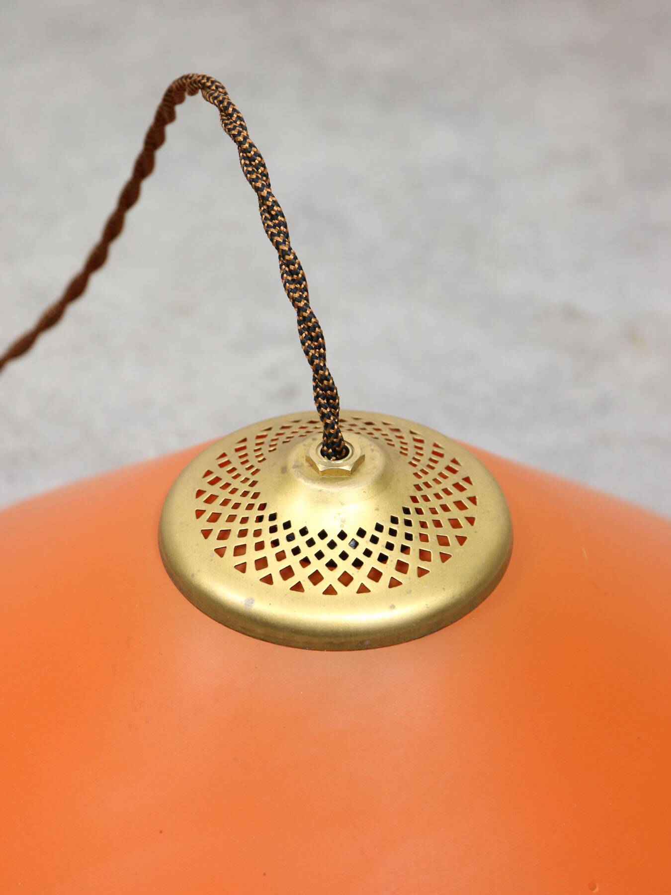 Vintage Italian Brass and Glass Pendant Lamp