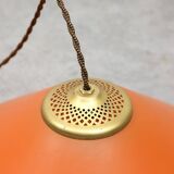 Lampe à Suspension Vintage en Laiton et Verre, Italie