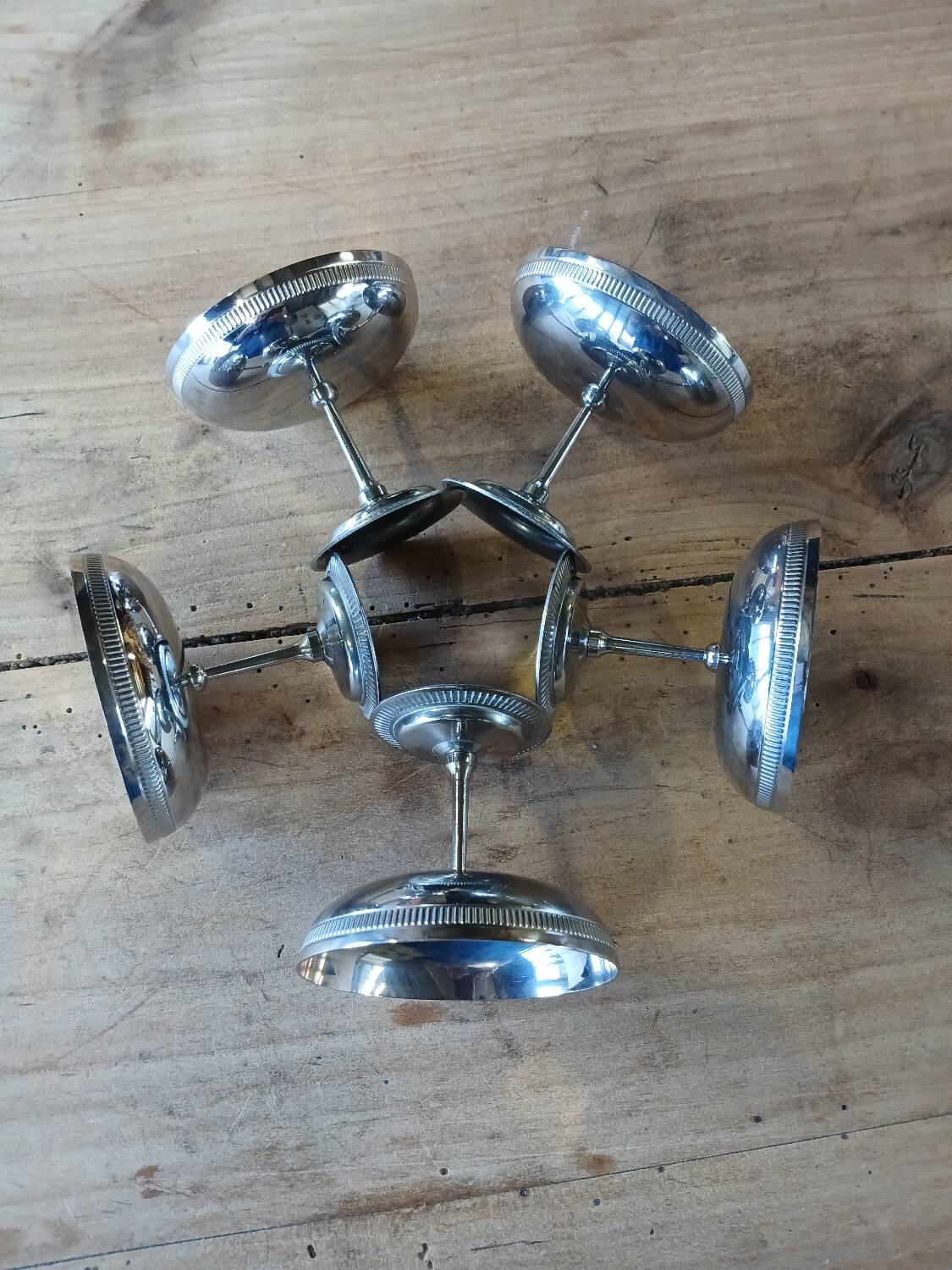 5 antique stainless steel ice cream cups