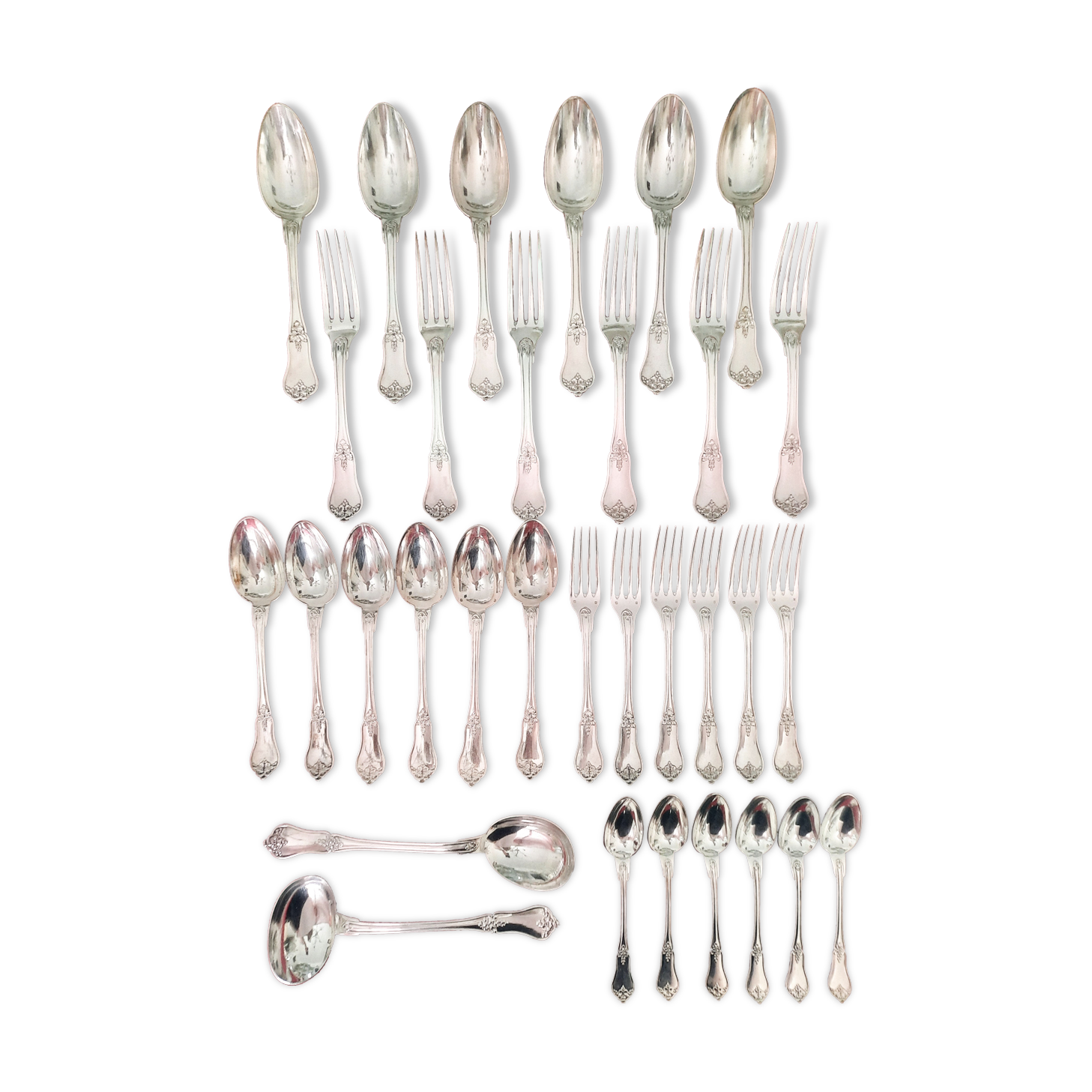 Antique silver-plated monogrammed cutlery set
