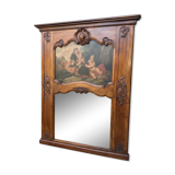 Antique Napoléon III trumeau in carved wood with painted decoration – 19th century