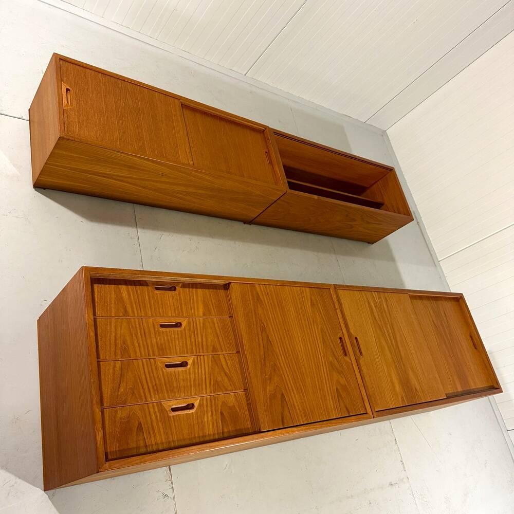 Teak wall system Sven Ellekaer Albert Hansen Denmark 1960s