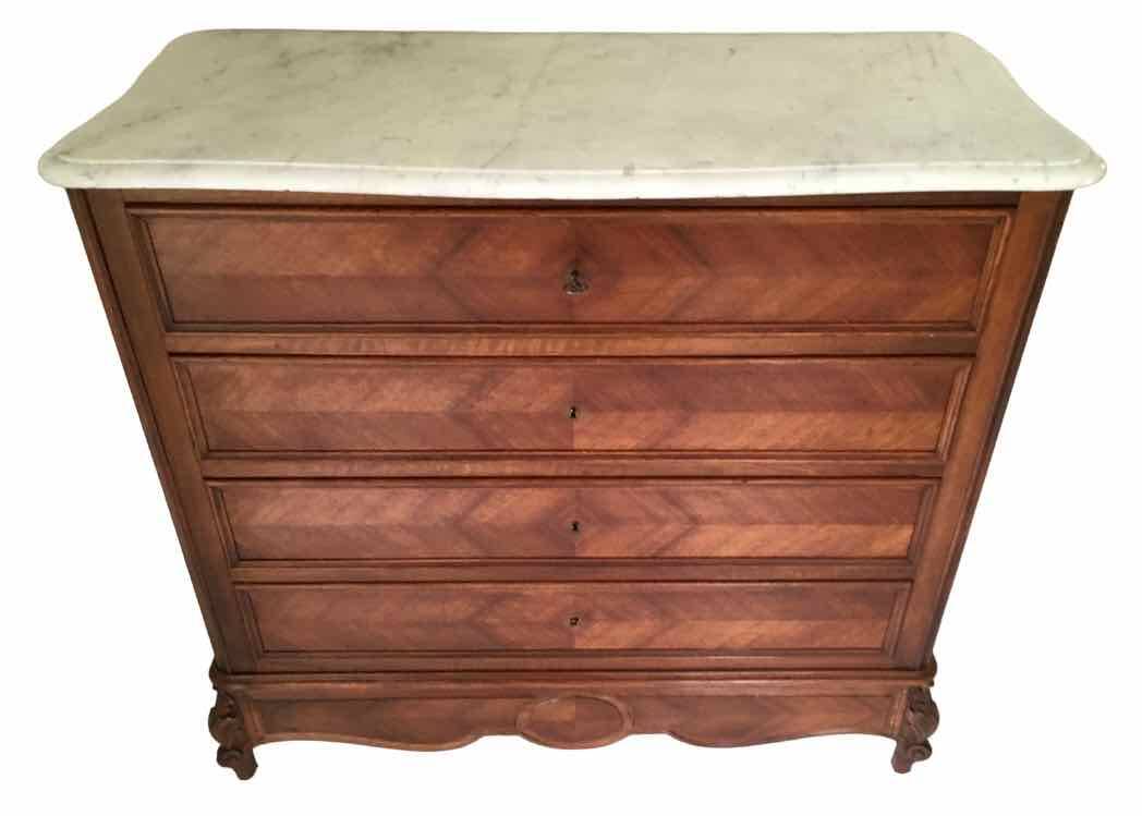 1940 chest of drawers inlaid wood and marble