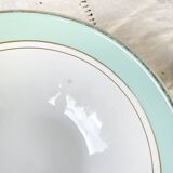 Vintage white and green porcelain salad bowl, Luneville, Epinay, France, 1950s