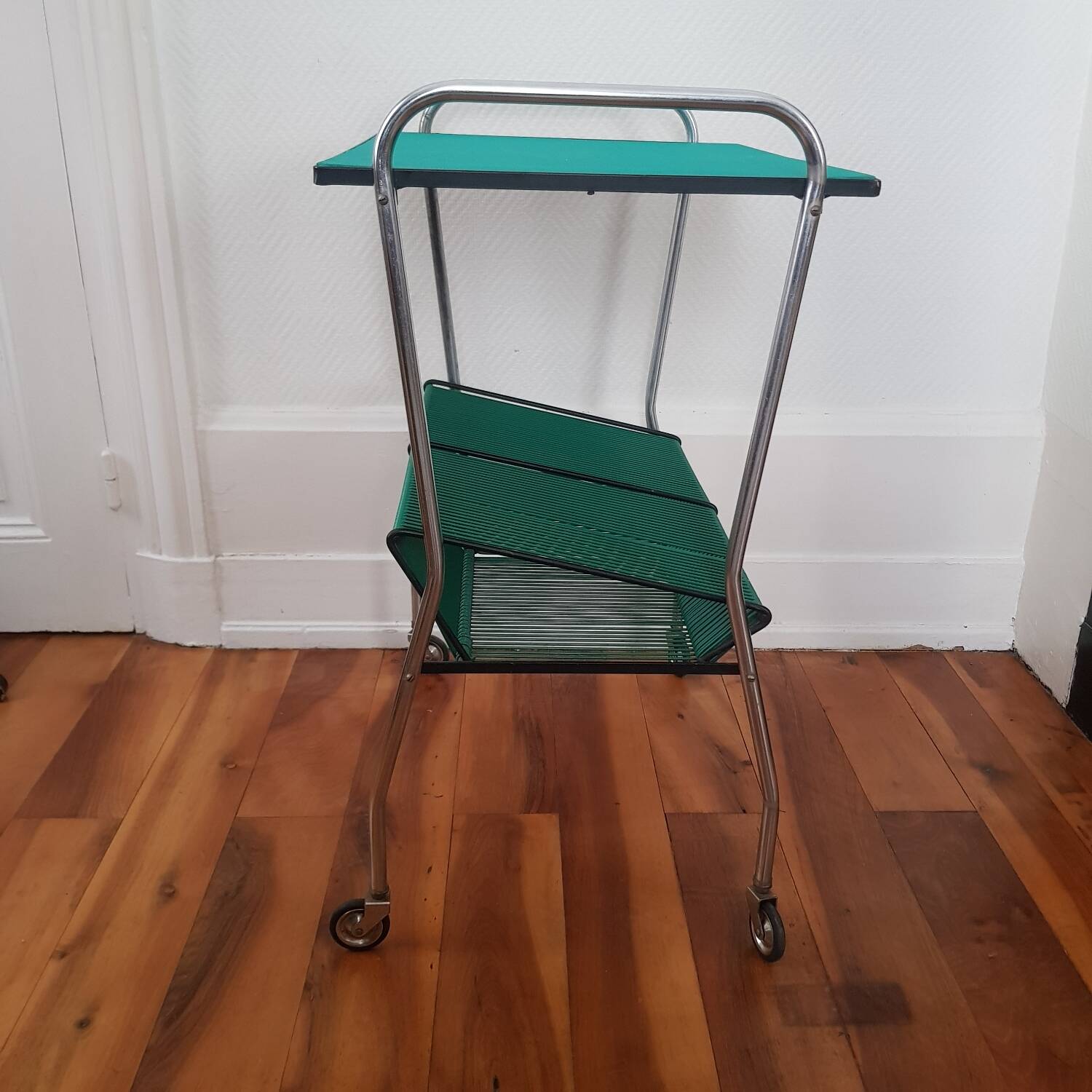1950s vinyl storage side table