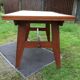 Table vintage René Gabriel pieds compas en chêne d’époque reconstruction