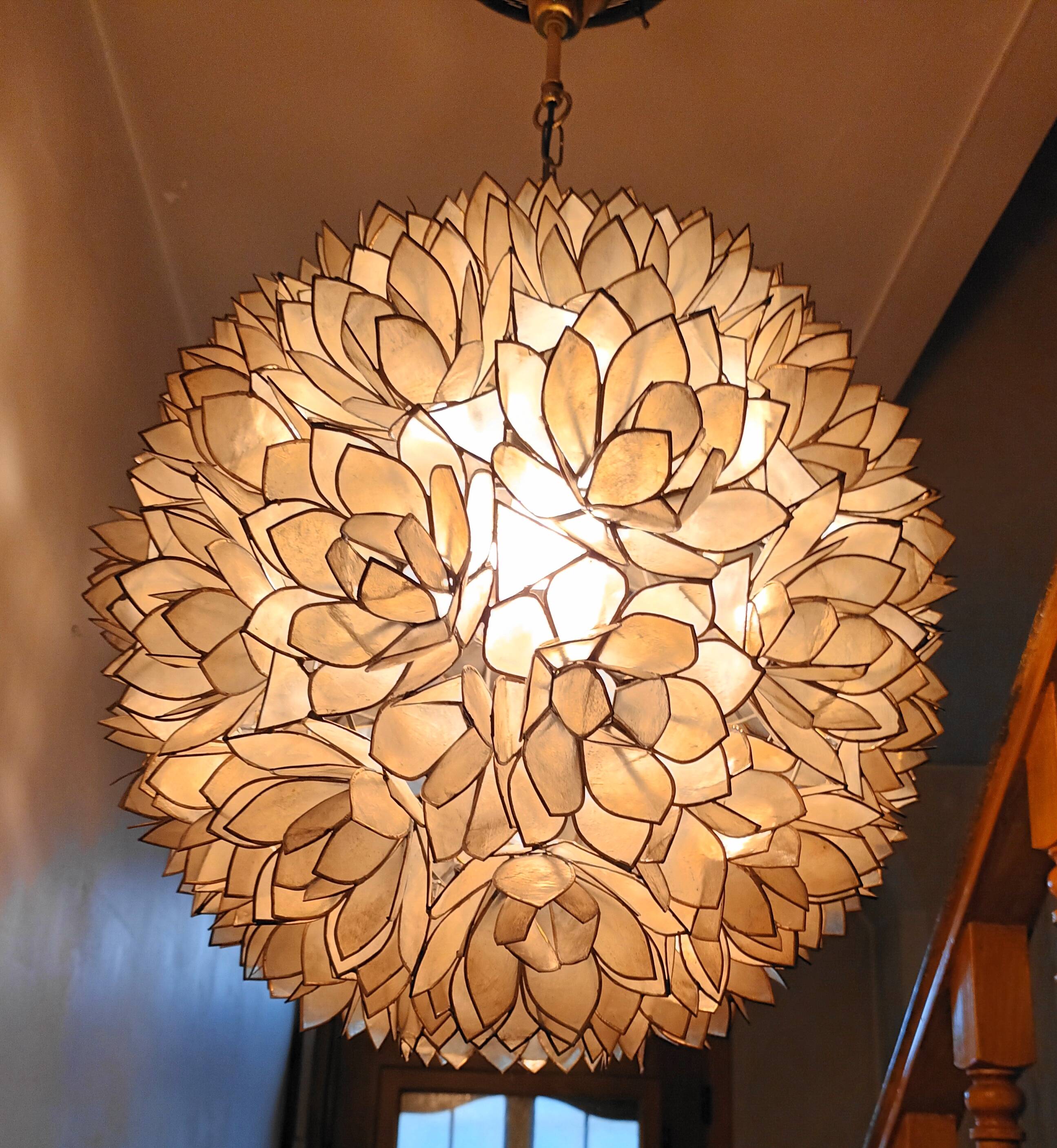 Capiz mother-of-pearl chandelier for Rausch, 1960s