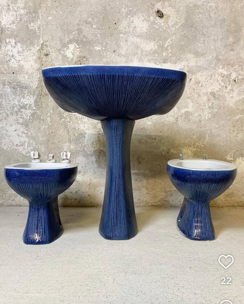 Ensemble bleu "Gardenia" d'Antonia Campi pour Richard Ginori.