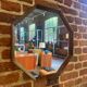Hexagonal mirror with teak frame, Denmark 1960