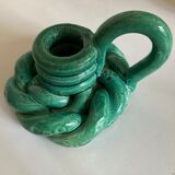 Product BHV Candlestick in turquoise glazed clay Vallauris 1960