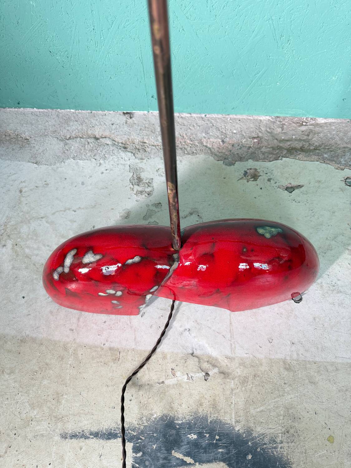 A unique, one-of-a-kind artist-made ceramic floor lamp