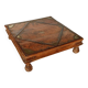 Ancient Indian ritual table of the Bajot type, wood and brass – Rajasthan