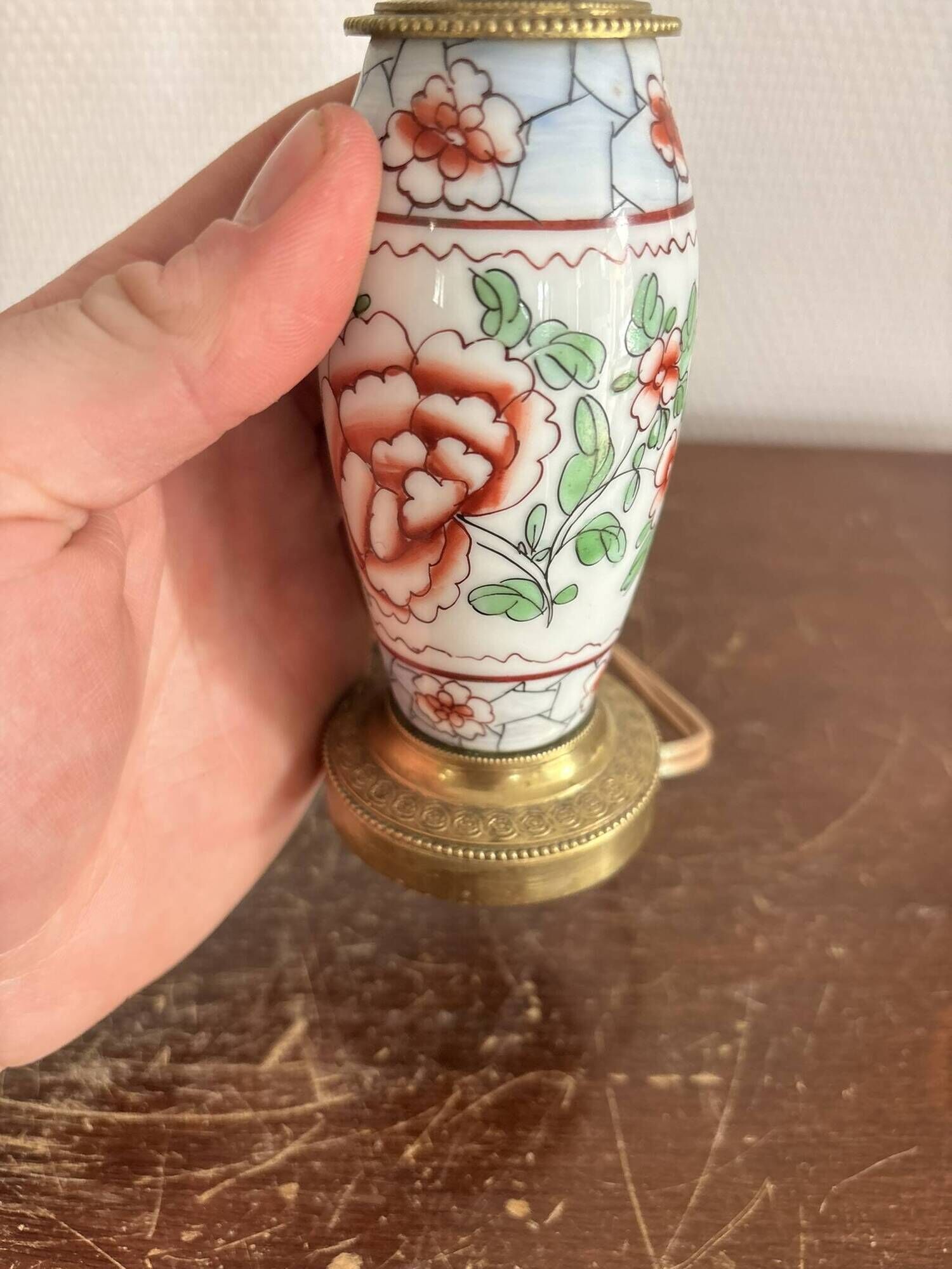 Asian Porcelain Table Lamp with Gilded Brass from China, Japan, Satsuma, Kutani