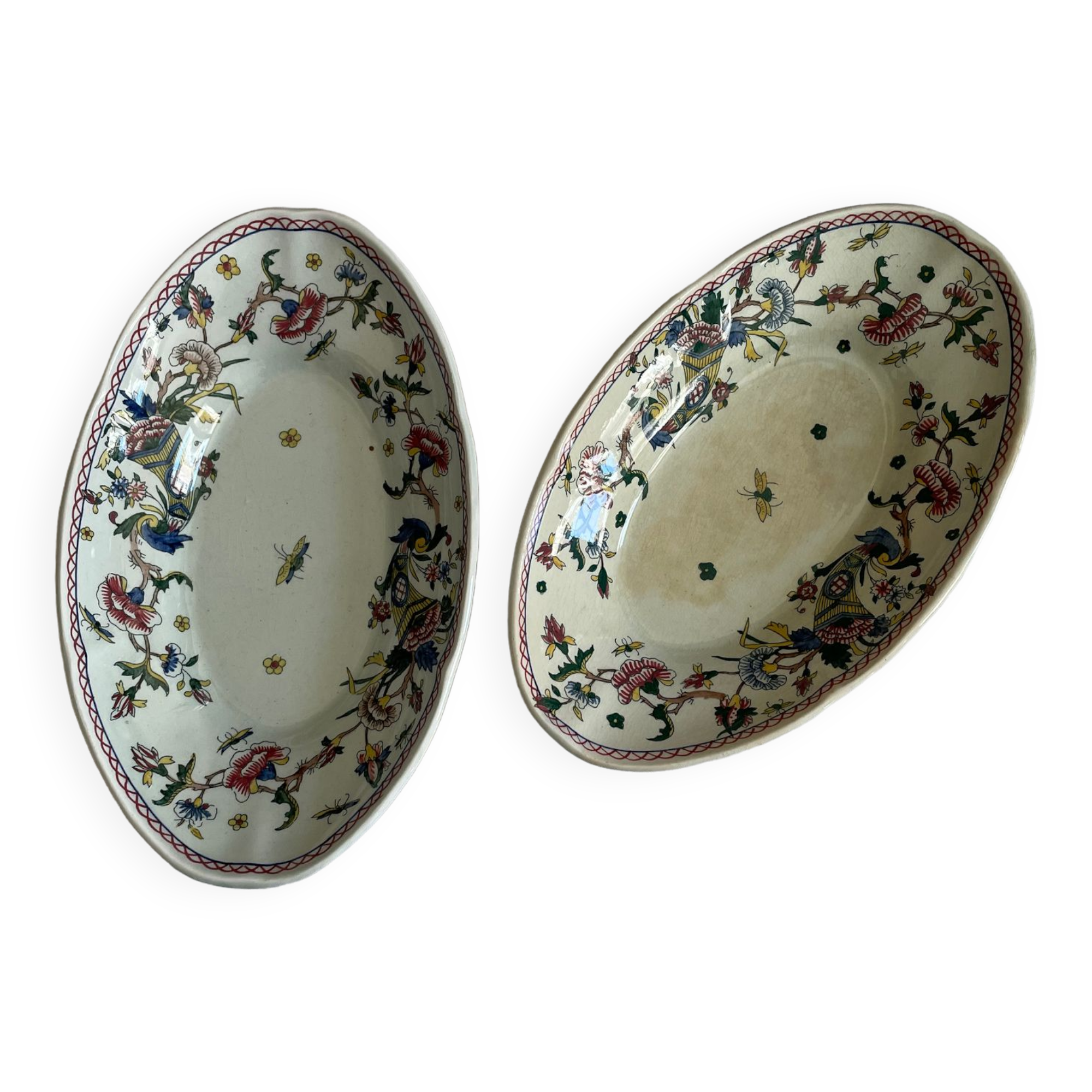 Oval dishes earthenware Gien decoration Horn of Abundance
