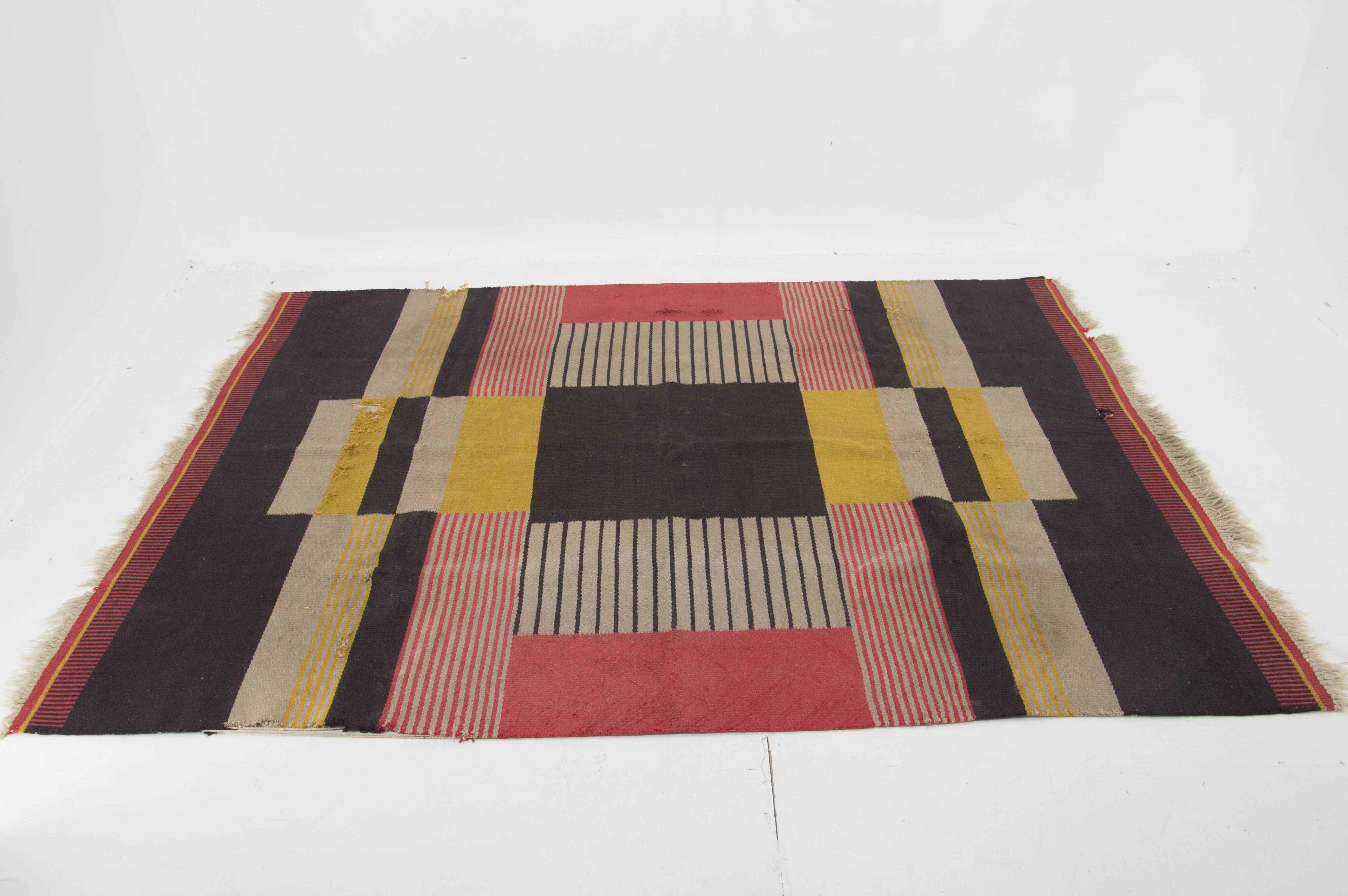 Rare Geometric Carpet by Antonin Kybal, 1948s