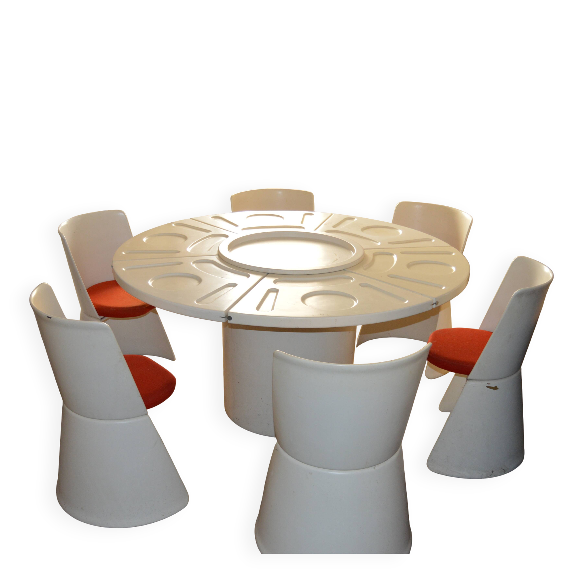 modular table and chairs set F Lenci and Bernini space age