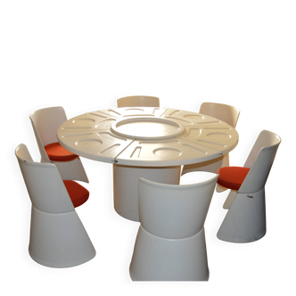 modular table and chairs set F Lenci and Bernini space age
