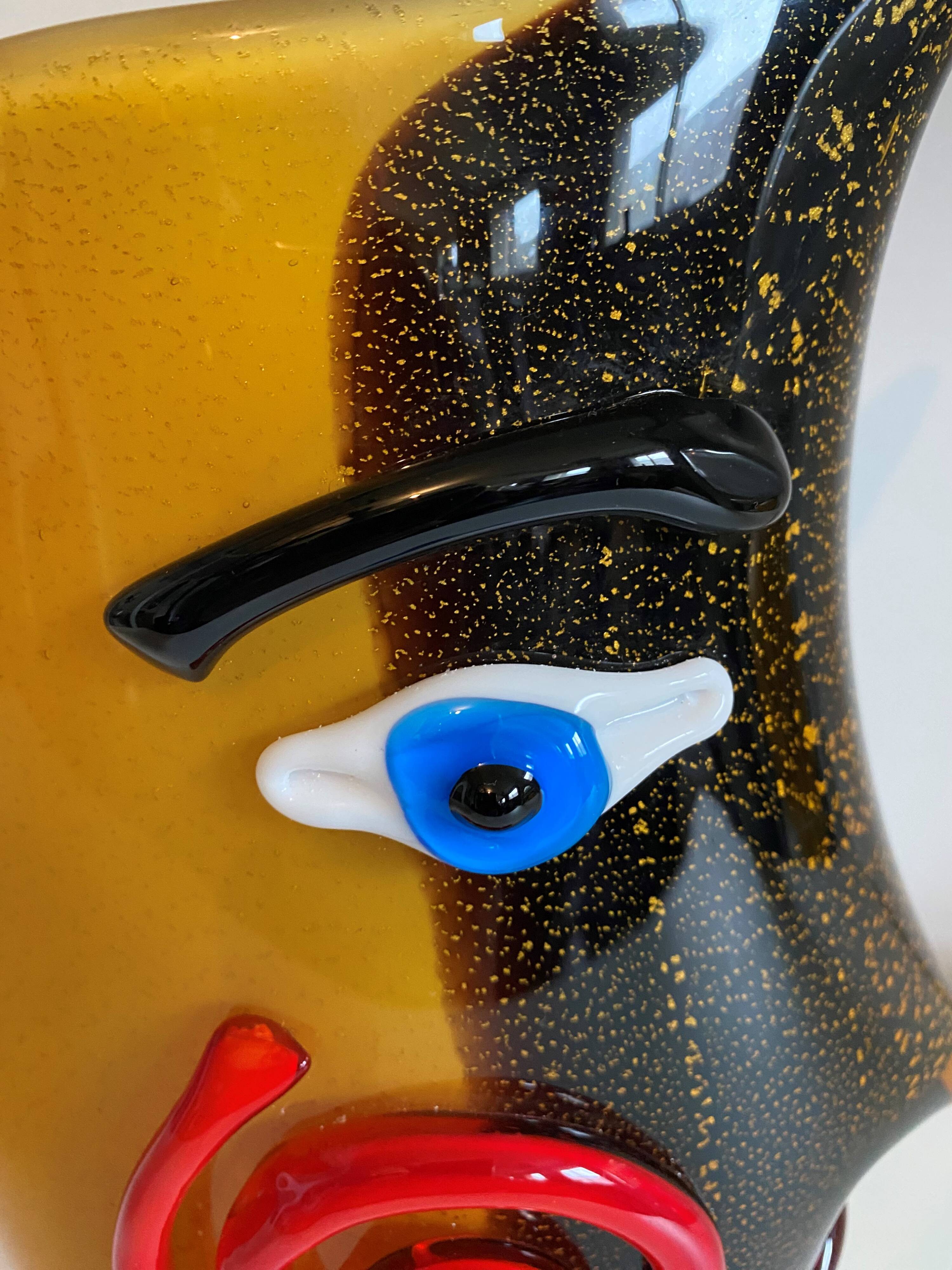Fish head vase in Murano glass from the 1980s.