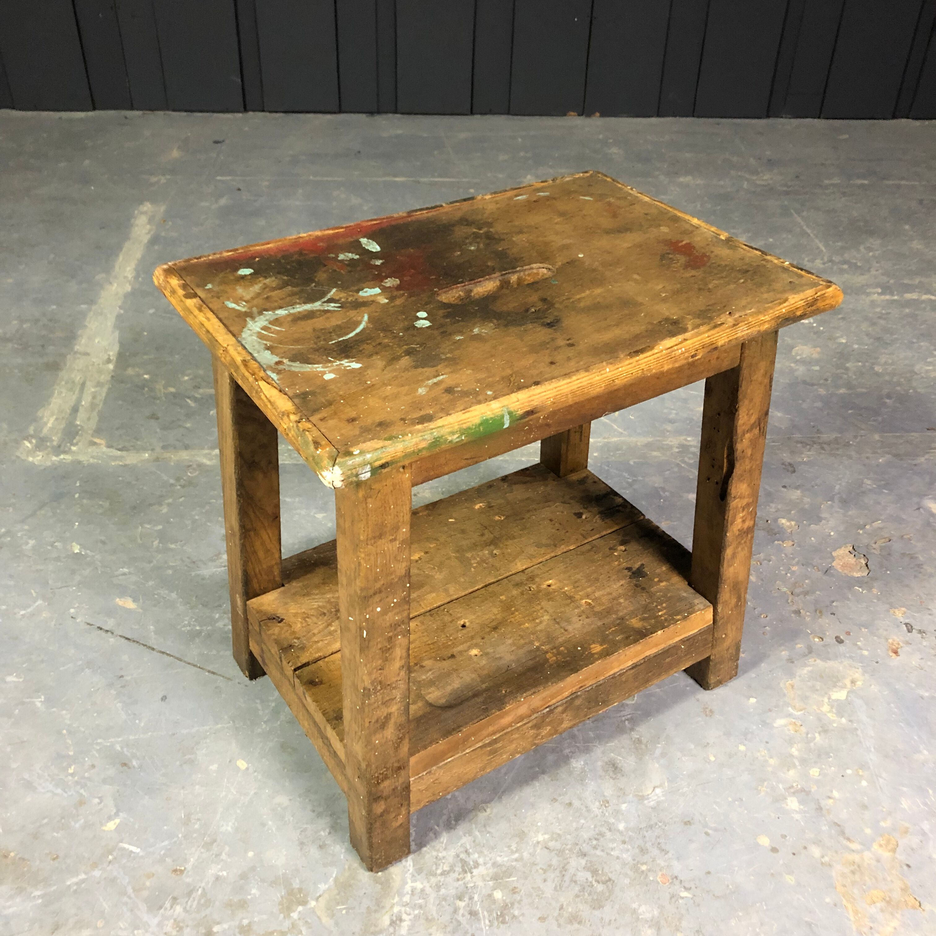 Old wooden workshop stool