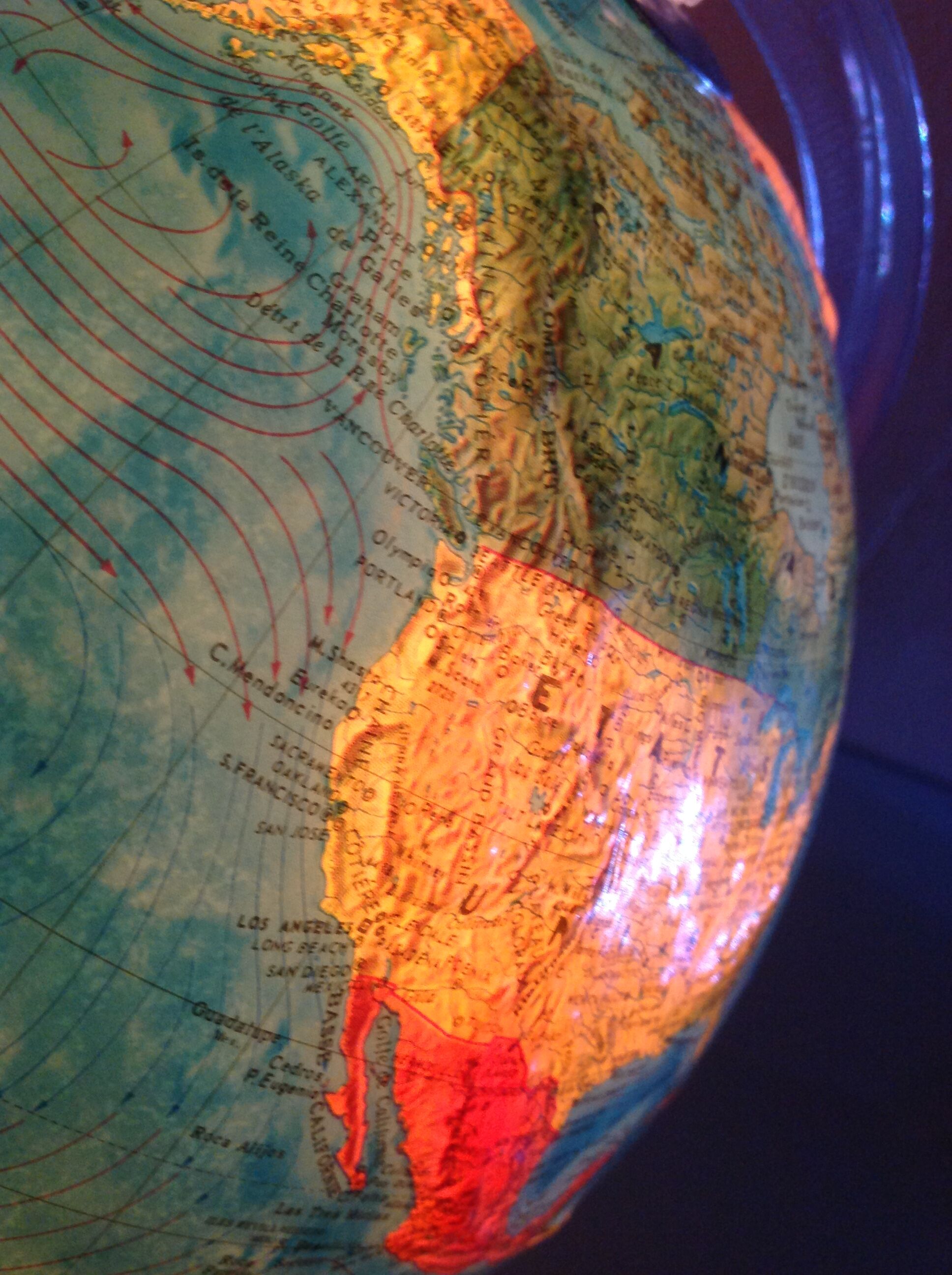 Globe in bright relief Rico Italy vintage 60s-70s