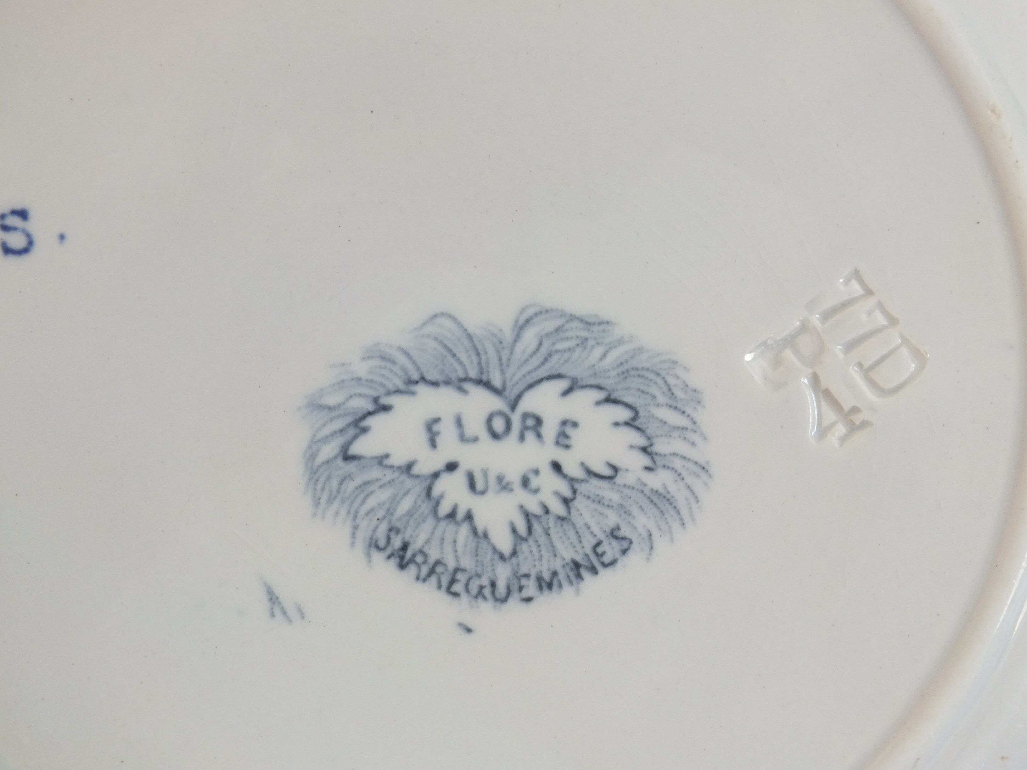 6 flat plates Sarreguemines U&C Flore - blue