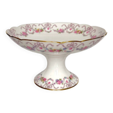 Compote dish on pedestal / fruit bowl in Limoges porcelain with floral garlands and ribbons | “Vieux Bernardaud” D&C (Delinières & Cie) | late 19th century