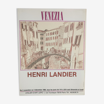 Original poster exhibition Venezia Henri Landier Paris 1988