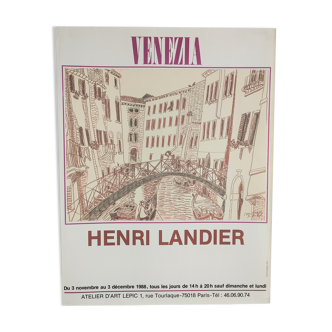 Affiche originale exposition Venezia Henri Landier Paris 1988