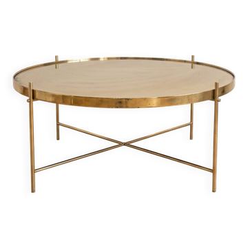 Round golden mirrored retro coffee table