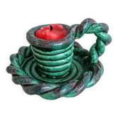 Quimper braided ceramic candle holder signed