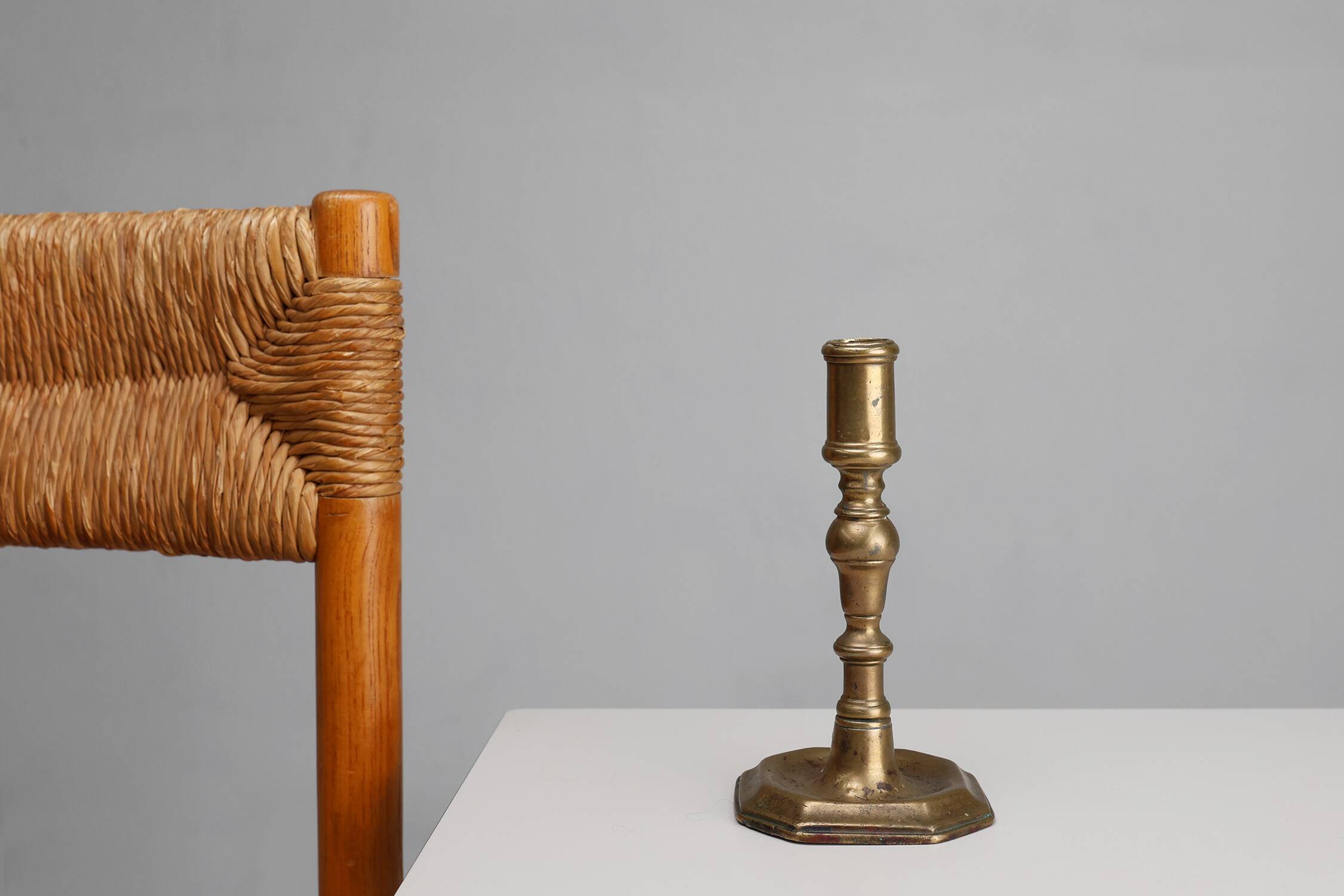 Antique French early 17th century haute epoque copper candlestick