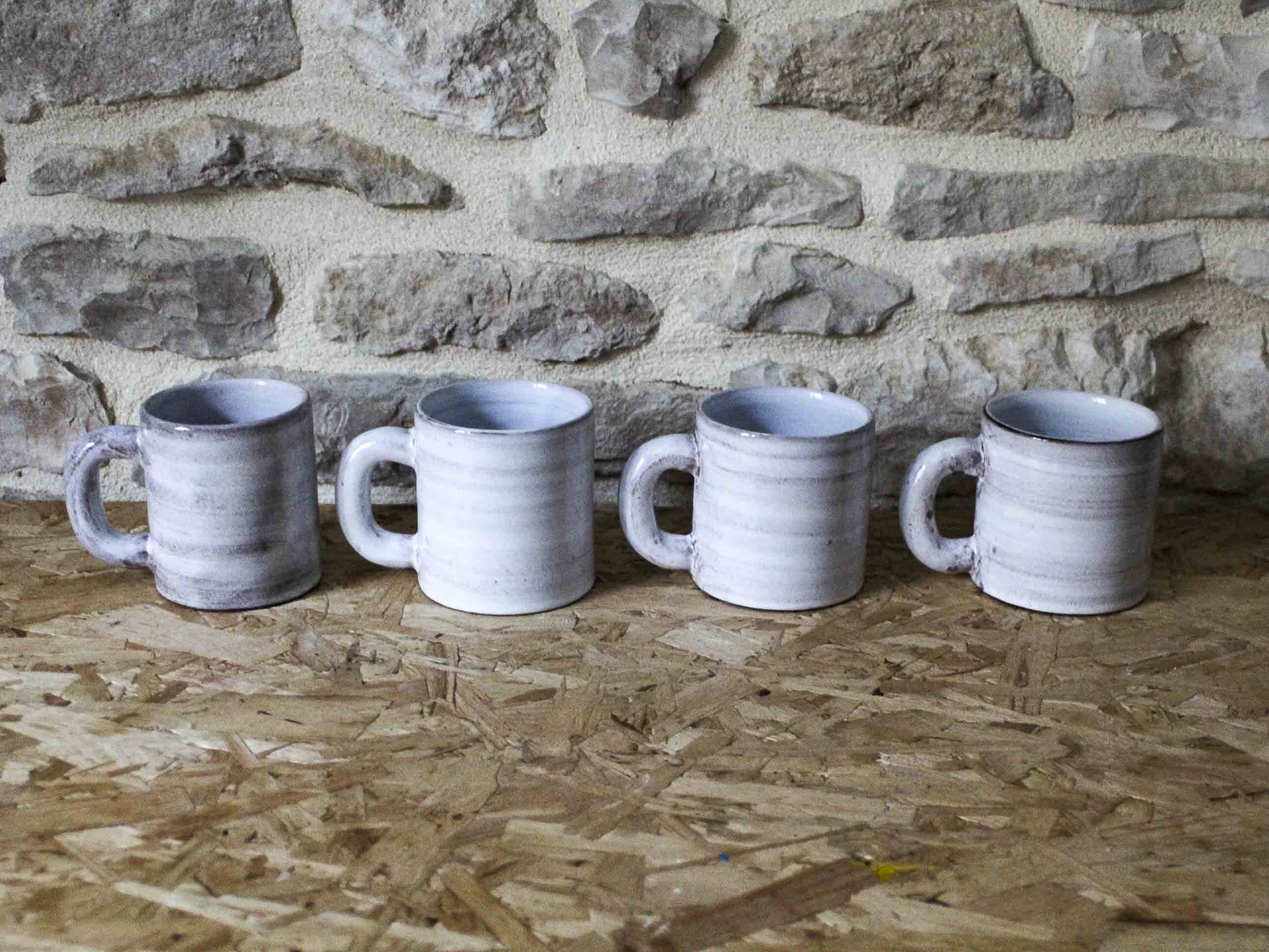 Set of 4 ceramic mugs Grandjean-Jourdan Vallauris 70s