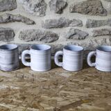 Set of 4 ceramic mugs Grandjean-Jourdan Vallauris 70s