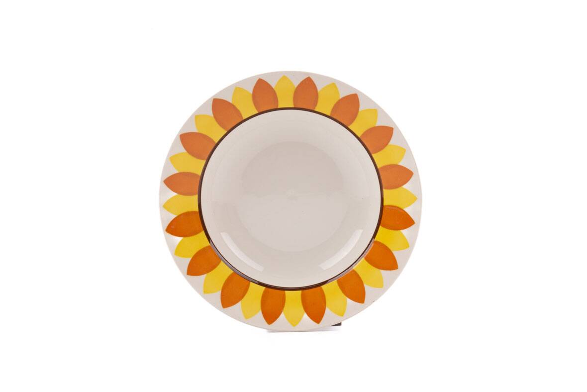 Service 4 assiettes creuses faïence Digoin Sarreguemines modèle Tournesol