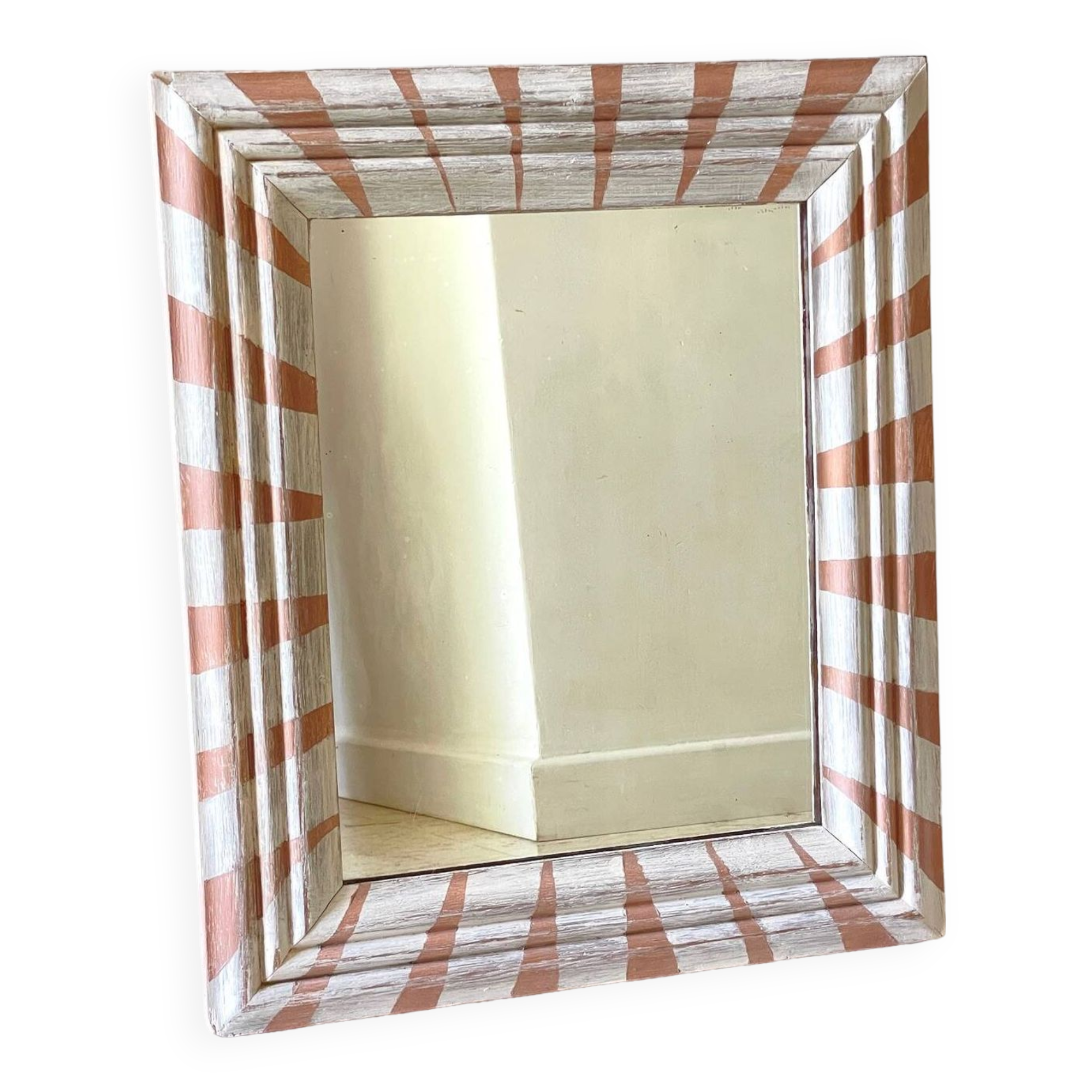 Old mirror in hand-painted wood