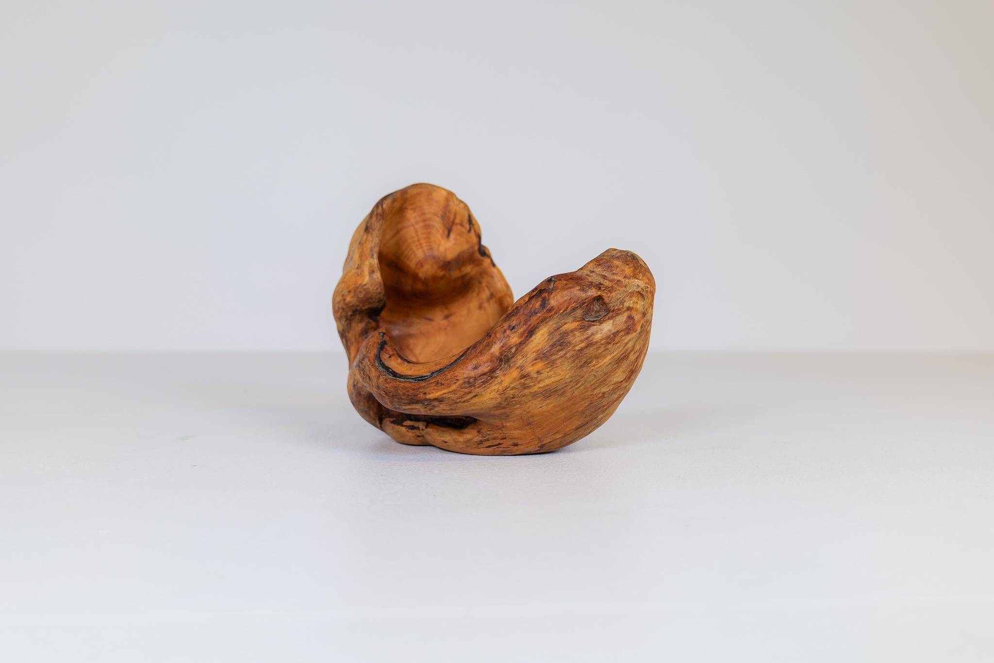 Organic birch wood bowl of Swedish folk art, from the 1960s.
