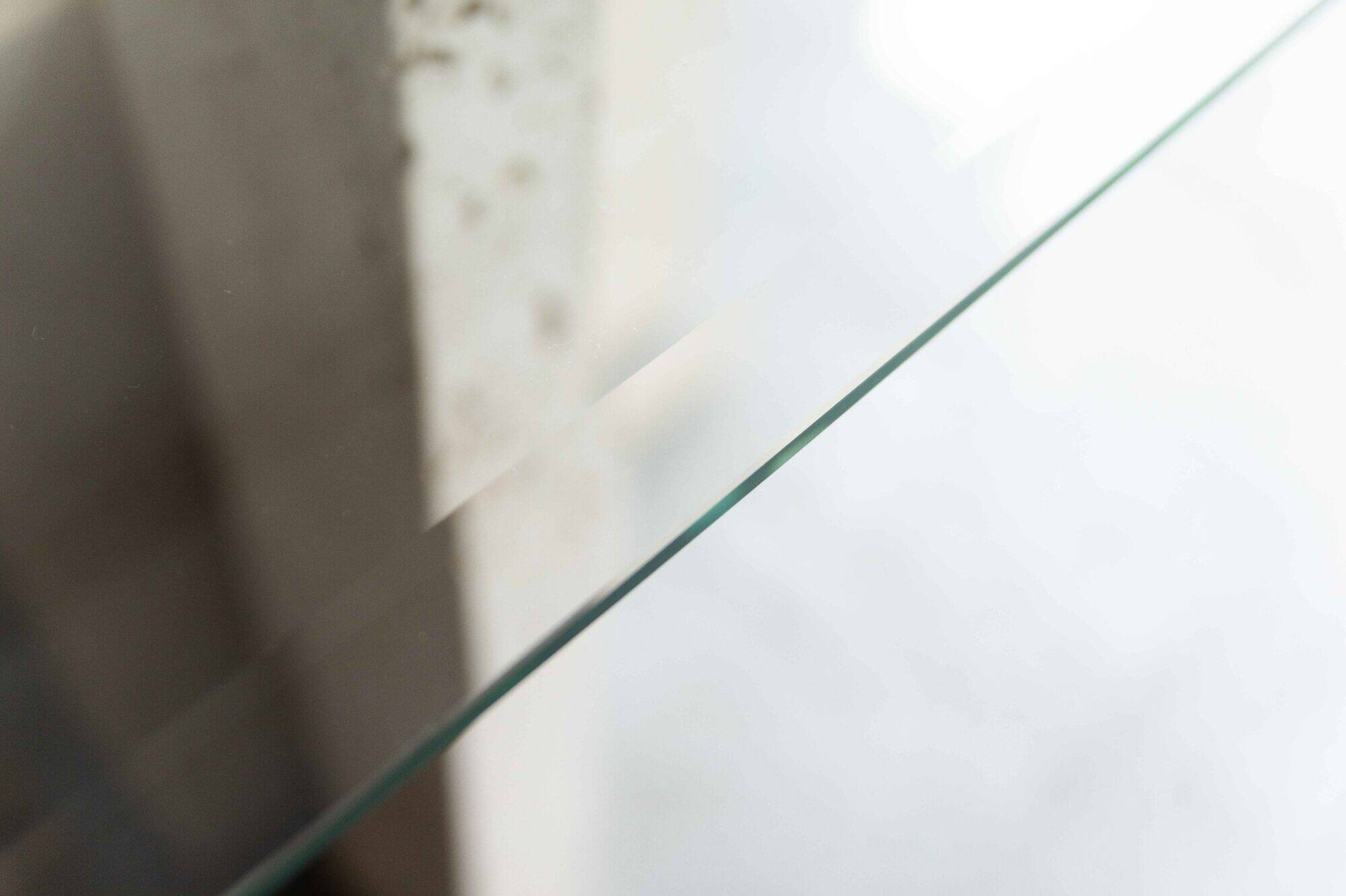 Glass & travertine dining table by Willy Ballez