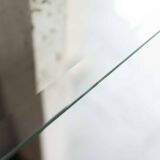 Glass & travertine dining table by Willy Ballez