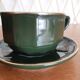 Chocolate cup or large green and gold bistro café "Apilco", porcelain