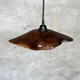 Small pendant light in corrugated teak leaf (Small D:30 H:20)