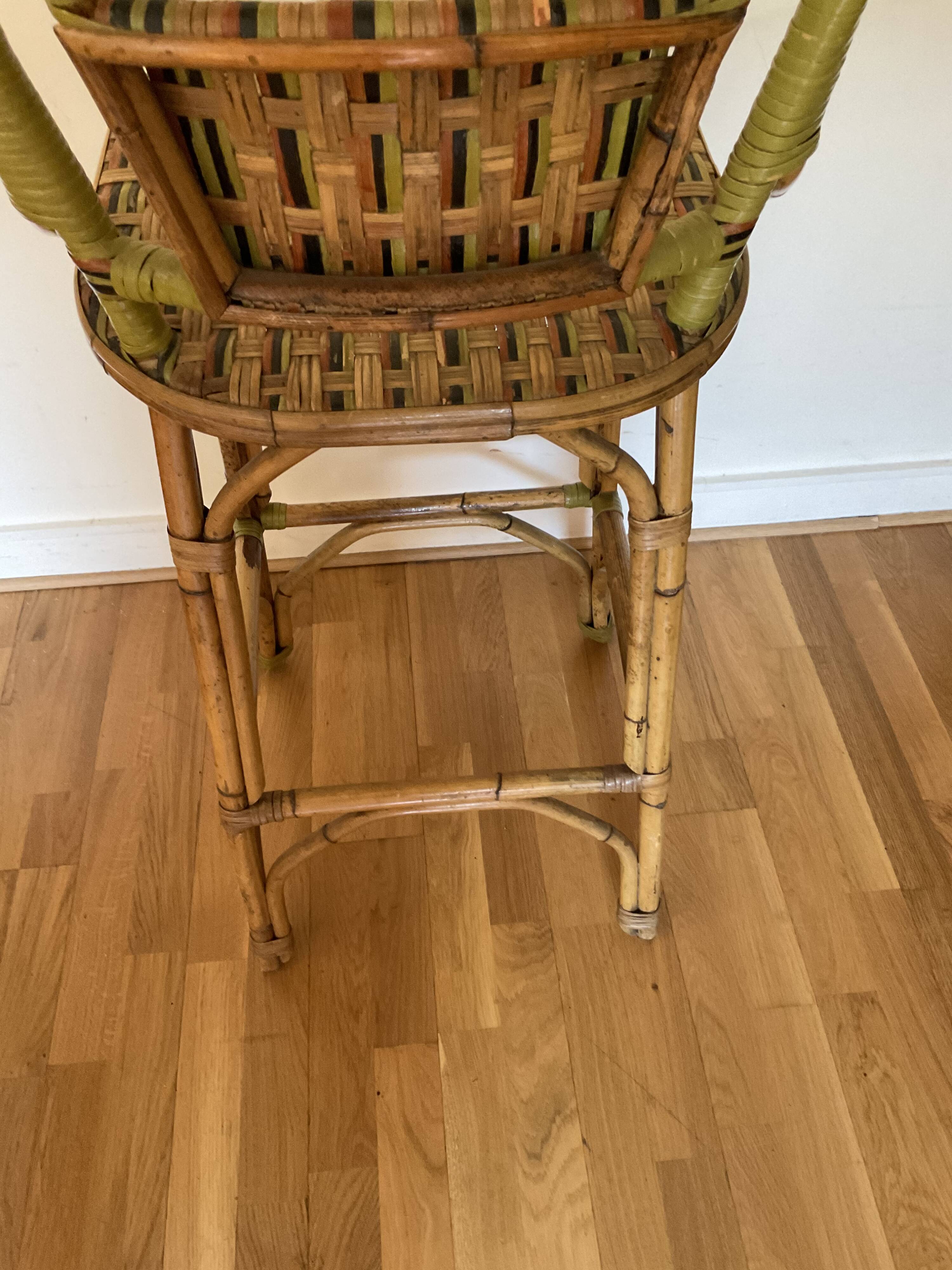 Rattan and bamboo stool