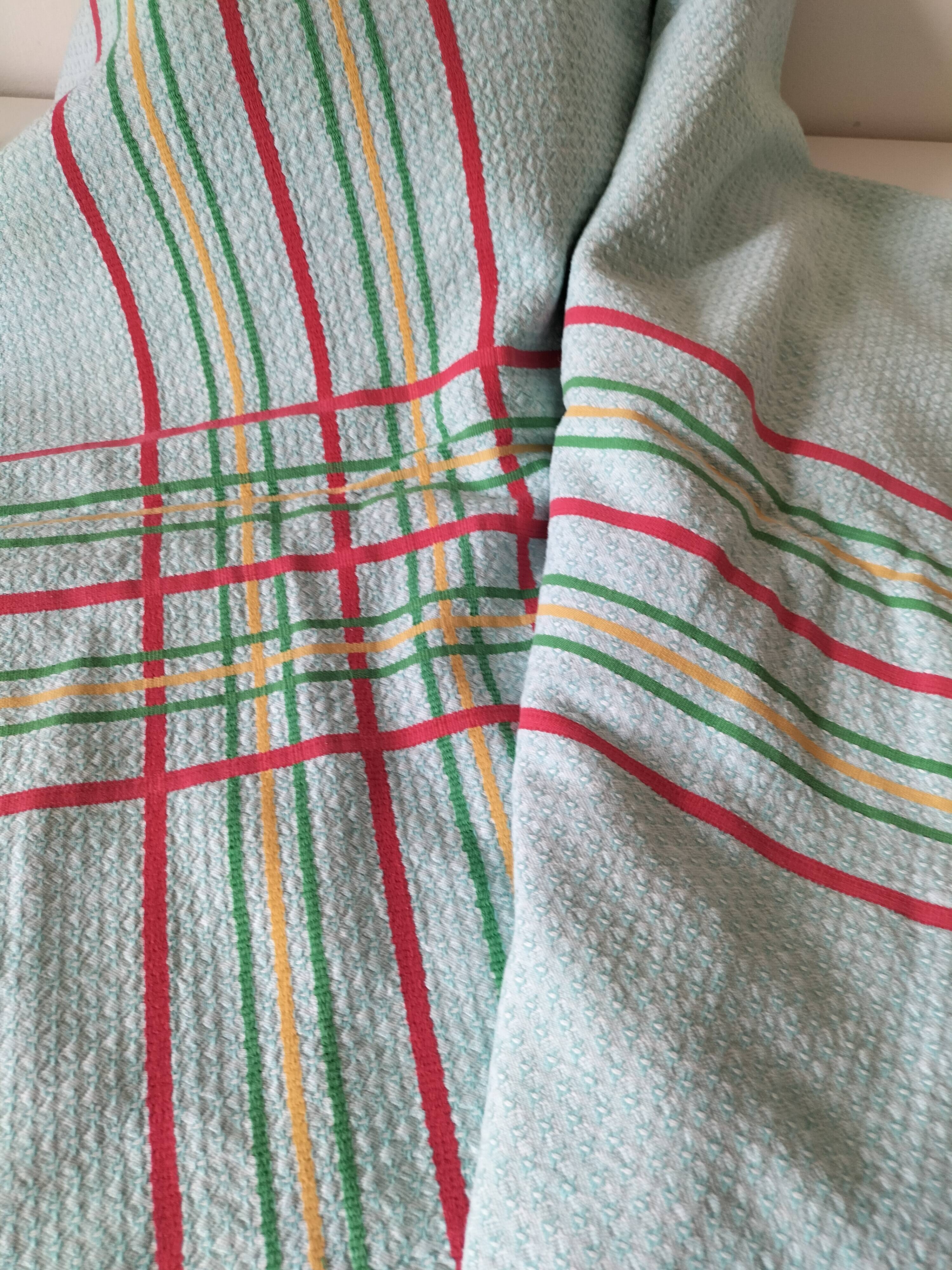 Ensemble nappe et 11 serviettes coton damassé vintage