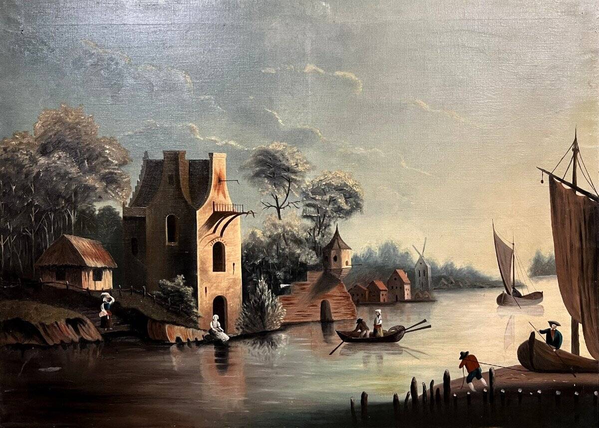 19th century Dutch School: Very important oil painting on canvas circa 1880