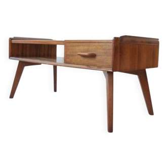 Vintage G-Plan coffee table in brown teak from the 1950s, mid-century design, with integrated drawer.