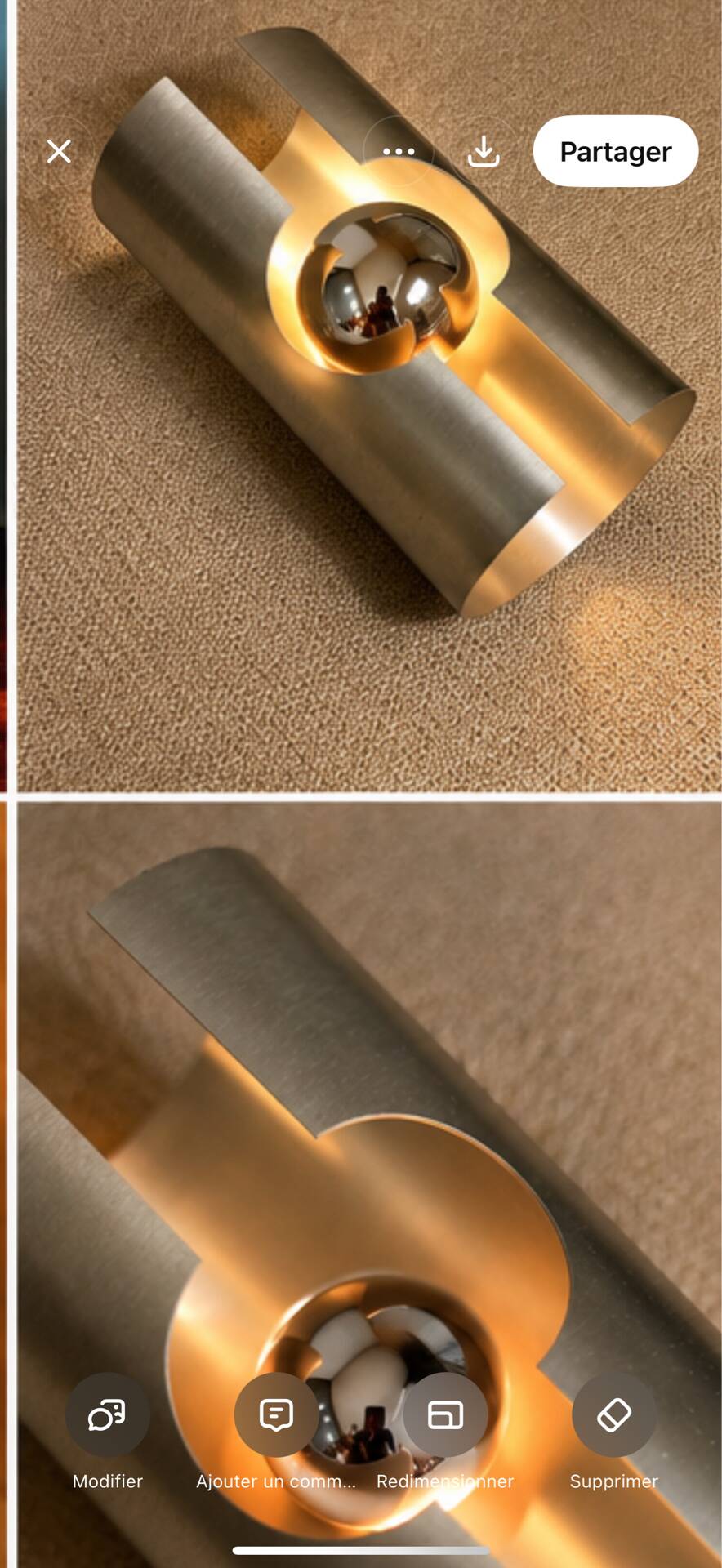 Space Age wall light in brushed aluminium, 1970.
