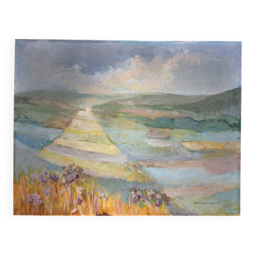"Vexin" landscape, oil on canvas signed Balesdent Goubert