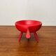 Mid-Century Modern Red Tripod Bowl in Wood from Paavo Asikainen, Finland, 1960s